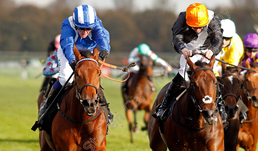 Eshaada-0009 
 ESHAADA (left, Jim Crowley) beats QUENELLE D'OR (right) in The Play 3-2-Win At Mansionbet EBF Maiden Fillies Stakes Div1
Newmarket 9 Oct 2020 - Pic Steven Cargill / Racingfotos.com