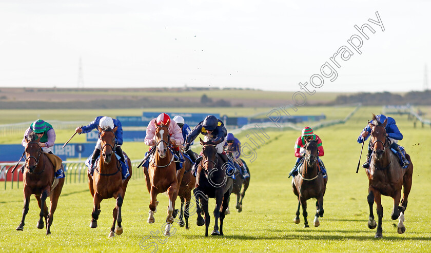 Desert-Order-0003 
 DESERT ORDER (right, William Buick) beats MODERN DANCER (2nd left) and MYSTIC PEARL (centre) in The Too Darn Hot Nursery
Newmarket 8 Oct 2022 - Pic Steven Cargill / Racingfotos.com