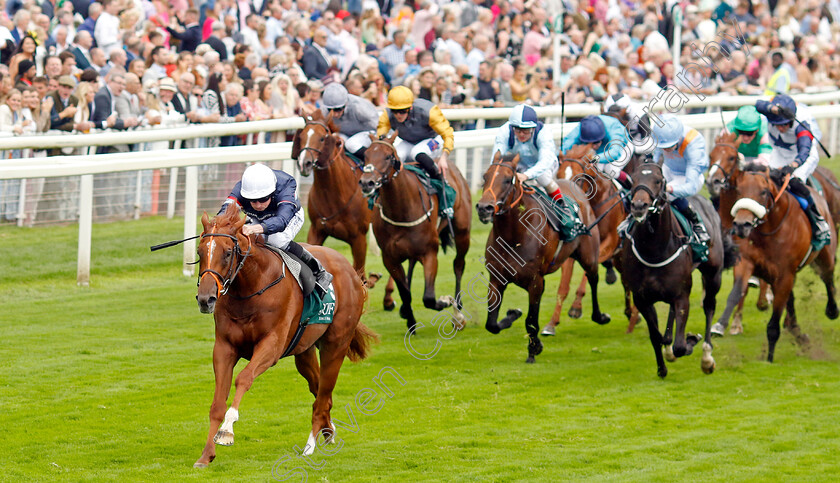 Dragon-Leader-0007 
 DRAGON LEADER (Ryan Moore) wins The Goffs UK Harry Beeby Premier Yearling Stakes
York 24 Aug 2023 - Pic Steven Cargill / Racingfotos.com