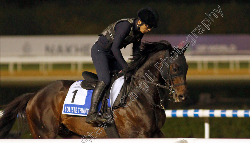 Soliste-Thunder-0001 
 SOLISTE THUNDER training for The Godolphin Mile
Meydan, Dubai, 24 Mar 2022 - Pic Steven Cargill / Racingfotos.com