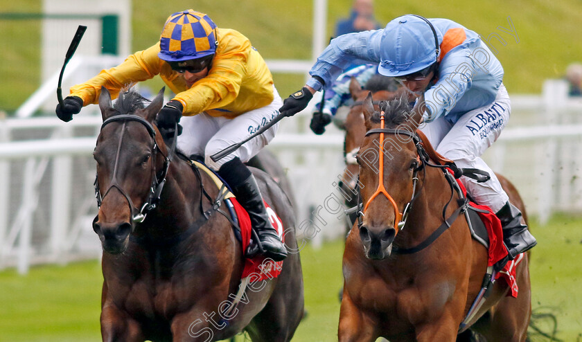 Ziggy s-Phoenix-0001 
 ZIGGY'S PHOENIX (right, Ryan Moore) beats BALON D'OR (left) in The CAA Stellar Lily Agnes Conditions Stakes
Chester 10 May 2023 - Pic Steven Cargill / Racingfotos.com