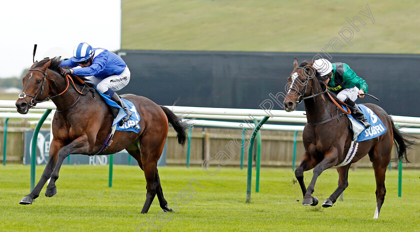 Mustashry-0002 
 MUSTASHRY (Jim Crowley) beats LIMATO (right) in The Godolphin Std & Stable Staff Awards Challenge Stakes
Newmarket 11 Oct 2019 - Pic Steven Cargill / Racingfotos.com