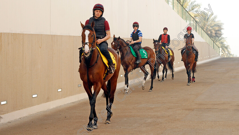 Lancaster-Bomber-0001 
 LANCASTER BOMBER leads IDAHO, WAR DECREE and WASHINGTON DC exercising at Meydan 29 Mar 2018 - Pic Steven Cargill / Racingfotos.com