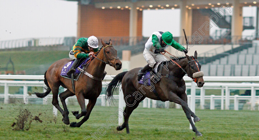 Vinndication-0001 
 VINNDICATION (right, Sean Bowen) beats CHAMP (left) in The Rosling King British EBF National Hunt Novices Hurdle Ascot 20 Jan 2018 - Pic Steven Cargill / Racingfotos.com