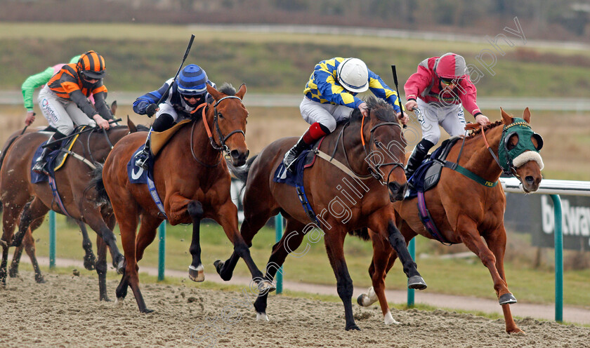 Devizes-0004 
 DEVIZES (centre, David Egan) beats IMAJORBLUSH (right) and ALMOST YOU (left) in The Betway Casino Handicap
Lingfield 6 Mar 2021 - Pic Steven Cargill / Racingfotos.com