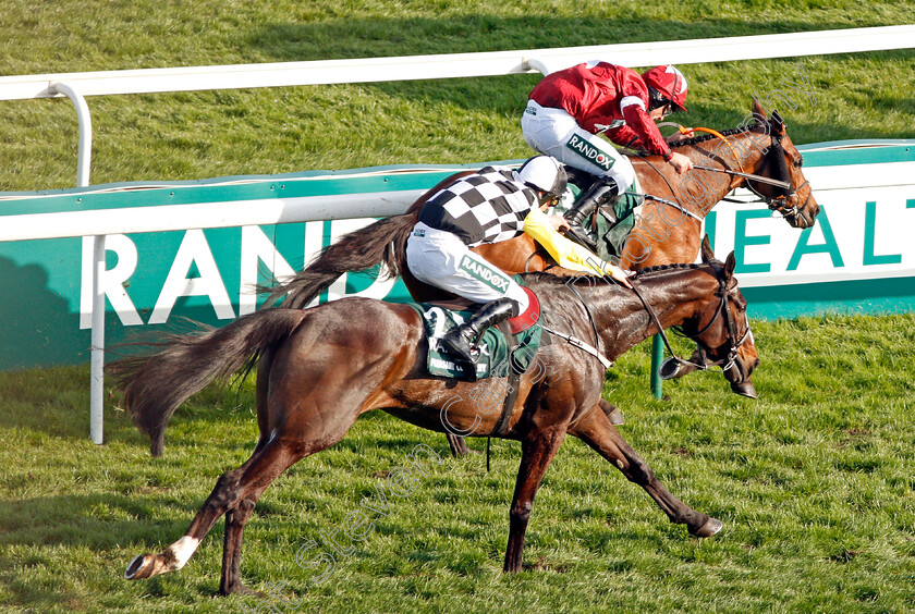 Tiger-Roll-0013 
 TIGER ROLL (farside, Davy Russell) beats PLEASANT COMPANY (nearside) in The Randox Health Grand National Aintree 14 Apr 2018 - Pic Steven Cargill / Racingfotos.com