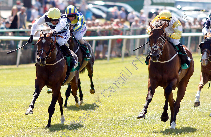 Suitcase- n -Taxi-0005 
 SUITCASE 'N' TAXI (right, David Allan) beats CANFORD BAY (left) in The John Hopkinson Memorial Handicap
Thirsk 4 Jul 2018 - Pic Steven Cargill / Racingfotos.com