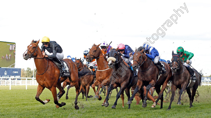 Swindler-0003 
 SWINDLER (Louis Steward) crosses the field and causes a faller (Magical Ride) to win The Fever-Tree Handicap but is allowed to keep the race in the stewards enquiry.
Ascot 7 Sep 2019 - Pic Steven Cargill / Racingfotos.com