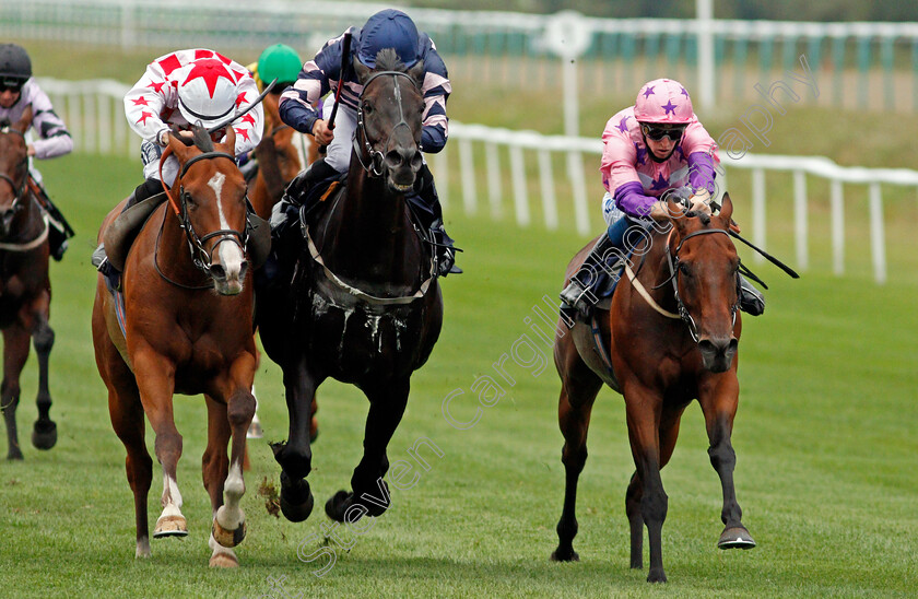 Thechildren strust-0007 
 THECHILDREN'STRUST (centre, Rhys Clutterbuck) beats ROCK ICON (right) and SPANISH STAR (left) in The Betway Handicap
Lingfield 14 Aug 2020 - Pic Steven Cargill / Racingfotos.com