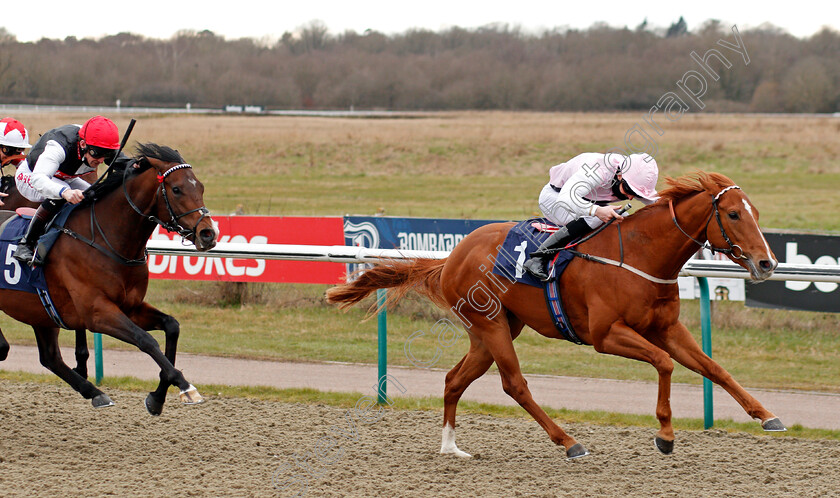 Apollo-One-0003 
 APOLLO ONE (Martin Harley) beats MEGALLAN (left) in Get Your Ladbrokes Daily Odds Boost Spring Cup
Lingfield 6 Mar 2021 - Pic Steven Cargill / Racingfotos.com