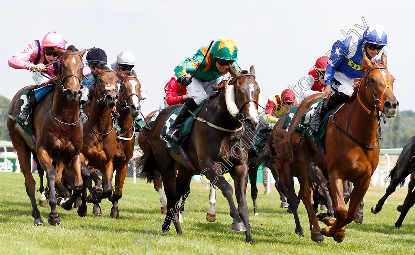 Ginger-Nut-0003 
 GINGER NUT (right, Harry Bentley) beats MOOJIM (centre) and ON THE STAGE (left) in The Weatherbys Super Sprint Stakes
Newbury 21 Jul 2018 - Pic Steven Cargill / Racingfotos.com