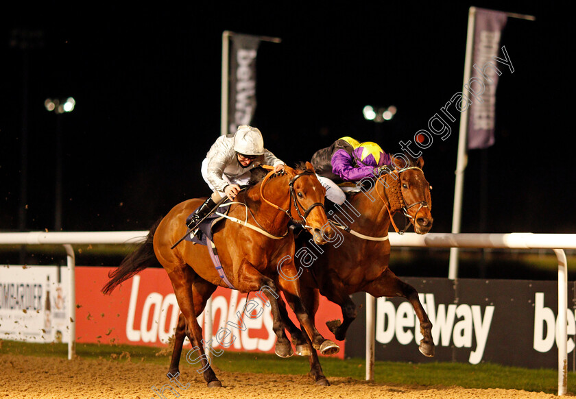 Mildenberger-0008 
 MILDENBERGER (left, Joe Fanning) beats RAINBOW DREAMER (right) in The Betway Conditions Stakes
Wolverhampton 18 Jan 2021 - Pic Steven Cargill / Racingfotos.com