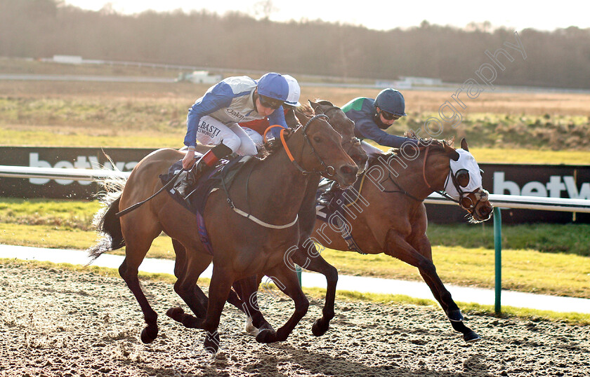 Capla-Spirit-0001 
 CAPLA SPIRIT (farside, George Bass) beats CHITRA (centre) in The Heed Your Hunch At Betway Handicap
Lingfield 29 Jan 2021 - Pic Steven Cargill / Racingfotos.com