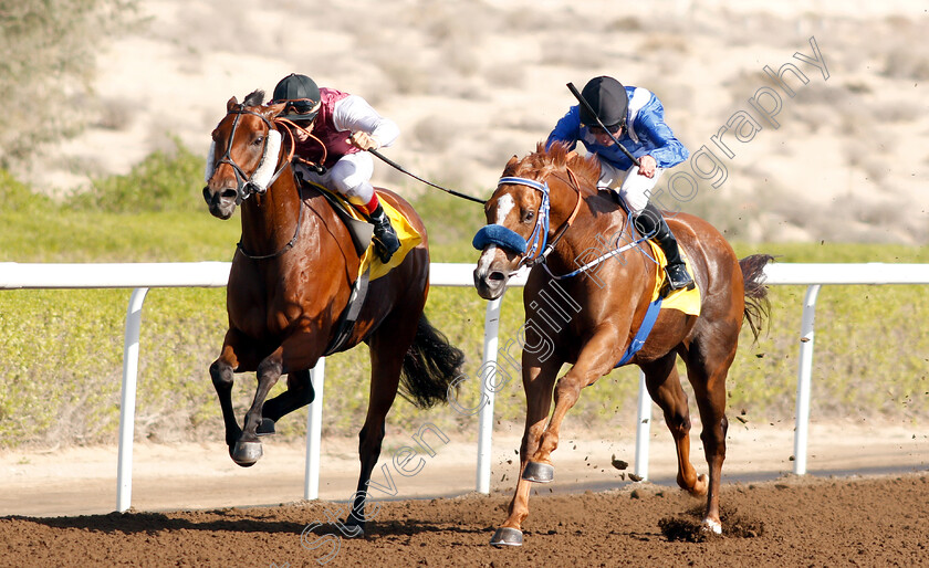 Pinter-0003 
 PINTER (left, Antonio Fresu) beats KIDD MALIBU (right) in The Al Shafar Investement LLC Handicap 
Jebel Ali 11 Jan 2019 - Pic Steven Cargill / Racingfotos.com