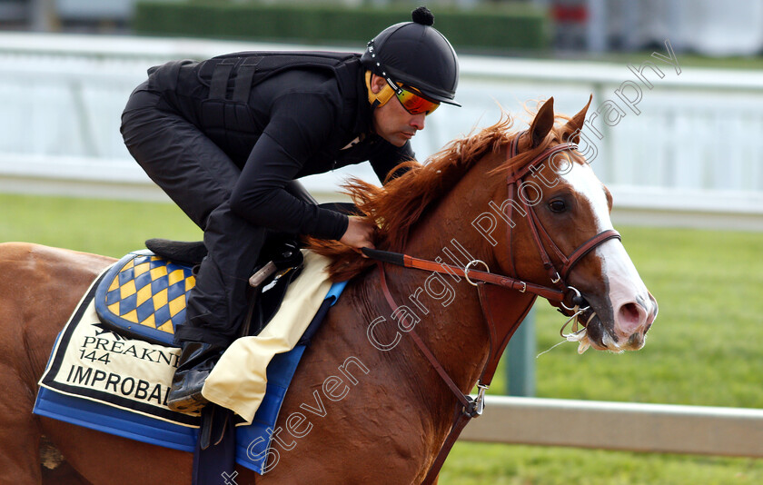 Improbable-0010 
 IMPROBABLE exercising in preparation for the Preakness Stakes
Pimlico, Baltimore USA, 16 May 2019 - Pic Steven Cargill / Racingfotos.com