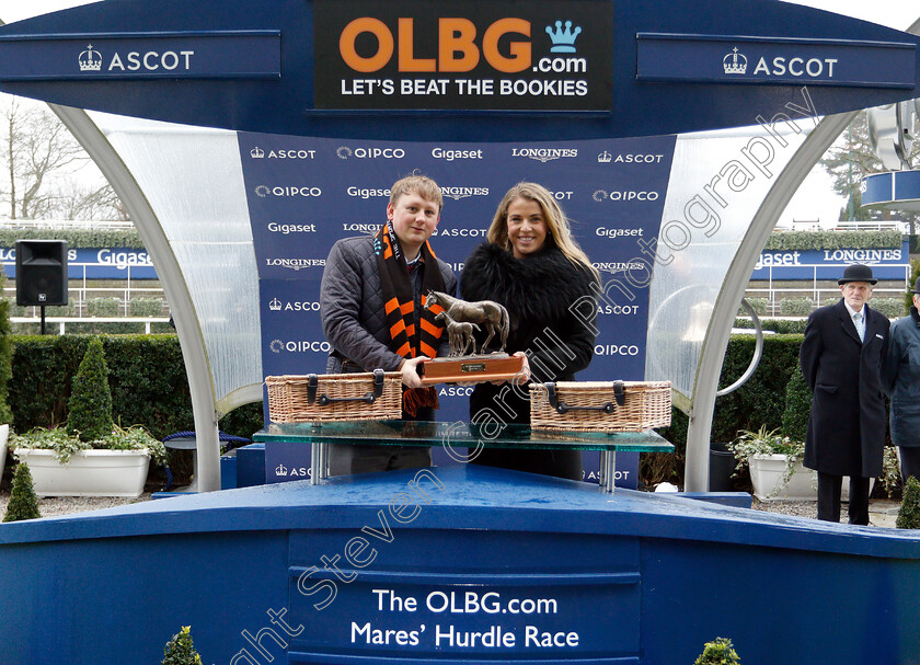 Magic-Of-Light-0010 
 Presentation to Kate Harrington for The OLBG.com Mares Hurdle won by MAGIC OF LIGHT
Ascot 19 Jan 2019 - Pic Steven Cargill / Racingfotos.com