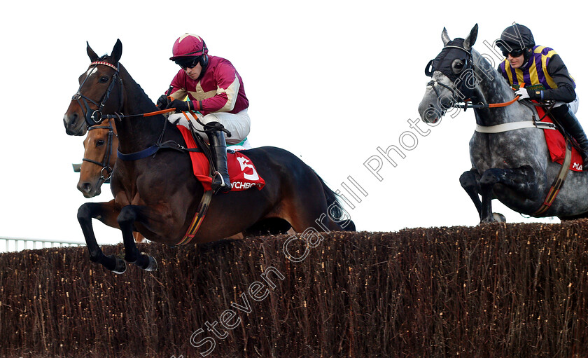 Treackle-Tart-0002 
 TREACKLE TART (left, Jonathan Burke) jumps with PICKAMIX (right) 
Cheltenham 26 Oct 2018 - Pic Steven Cargill / Racingfotos.com