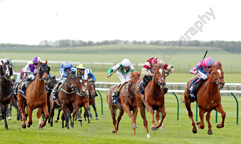 Examiner-0001 
 EXAMINER (right, Fran Berry) beats RED TEA (2nd right) in The Plusvital Energene-Q10 Handicap Newmarket 17 Apr 2018 - Pic Steven Cargill / Racingfotos.com