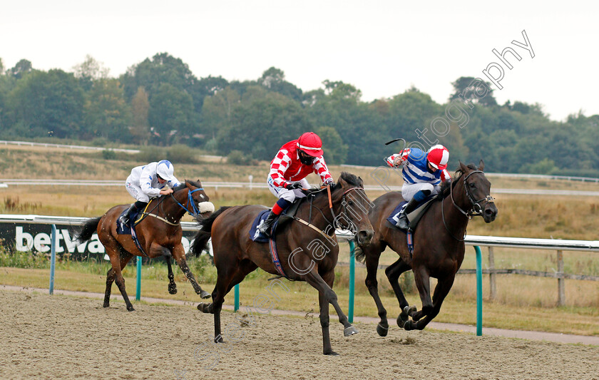 Laurentia-0002 
 LAURENTIA (centre, Sophie Ralston) beats EMERALD FOX (right) in The Betway Classified Stakes
Lingfield 14 Aug 2020 - Pic Steven Cargill / Racingfotos.com