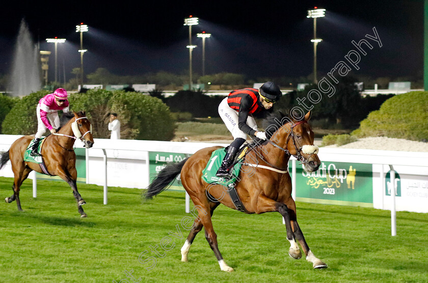 Qaader-0002 
 QAADER (Alberto Sanna) wins The Saudi International Handicap
King Abdulaziz Racecourse, Kingdom of Saudi Arabia, 24 Feb 2023 - Pic Steven Cargill / Racingfotos.com