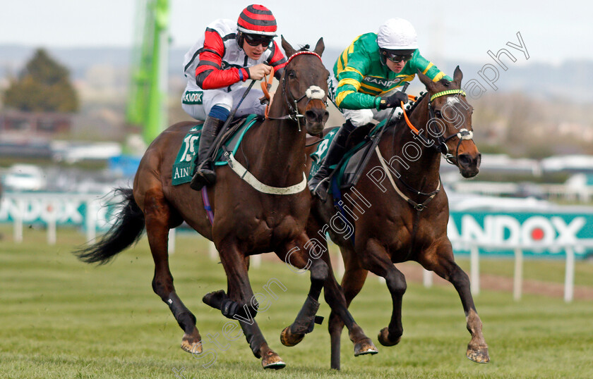 Party-Business-0002 
 PARTY BUSINESS (left, Charlie Todd) beats ILIKEDWAYURTHINKIN (right) in the EFT Construction Handicap Hurdle
Aintree 9 Apr 2022 - Pic Steven Cargill / Racingfotos.com