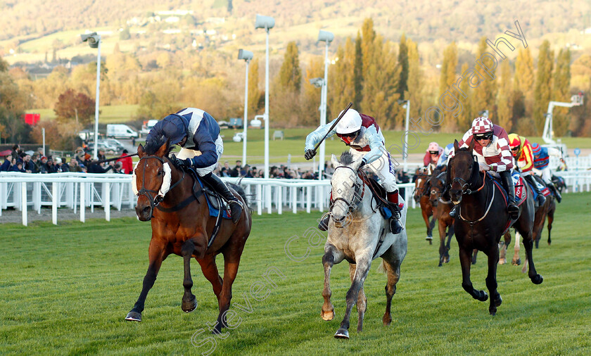 Sam-Red-0004 
 SAM RED (left, William Marshall) beats FIFTY SHADES (centre) in The Ryman Stationery Cheltenham Business Club Amateur Riders Handicap Chase
Cheltenham 26 Oct 2018 - Pic Steven Cargill / Racingfotos.com