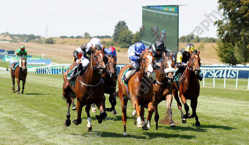 Zap-0001 
 ZAP (left, P J McDonald) beats SWIFT APPROVAL (centre) in The bet365 Handicap
Newmarket 13 Jul 2018 - Pic Steven Cargill / Racingfotos.com