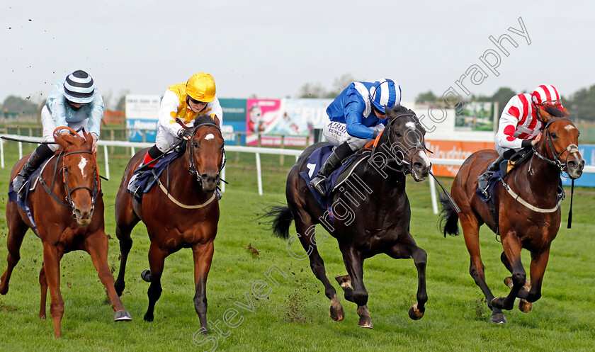 Tilaawah-0002 
 TILAAWAH (2nd right, Ryan Moore) beats PRINCE OF BEL LIR (right) and INVER PARK (2nd left) and BELLA NOTTE (left) in The Free Daily Tips On At The Races Nursery
Yarmouth 20 Oct 2020 - Pic Steven Cargill / Racingfotos.com