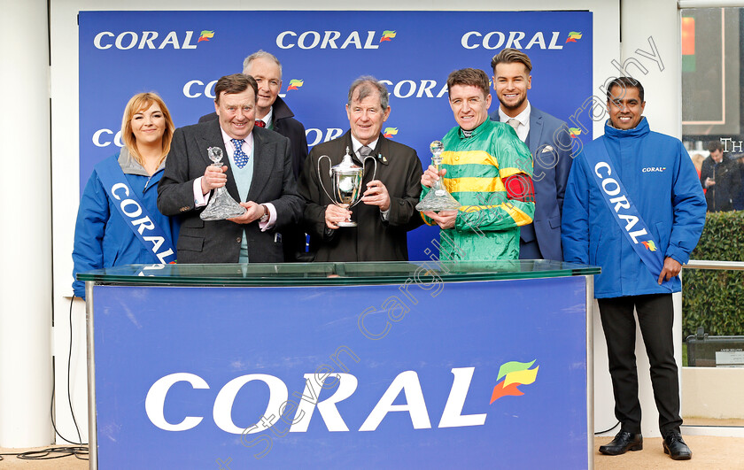 Dame-De-Compagnie-0011 
 Presentation to J P McManus, Nicky Henderson and Barry Geraghty for The Coral Cup won by DAME DE COMPAGNIE
Cheltenham 11 Mar 2020 - Pic Steven Cargill / Racingfotos.com