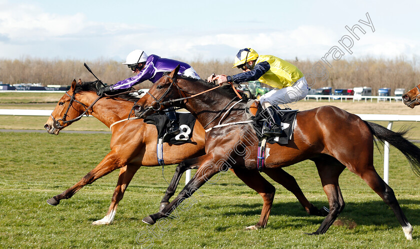 City-Tour-0006 
 CITY TOUR (right, Joe Fanning) beats STAYCATION (left) in The Every Race Live On Racing TV Handicap
Musselburgh 2 Apr 2019 - Pic Steven Cargill / Racingfotos.com