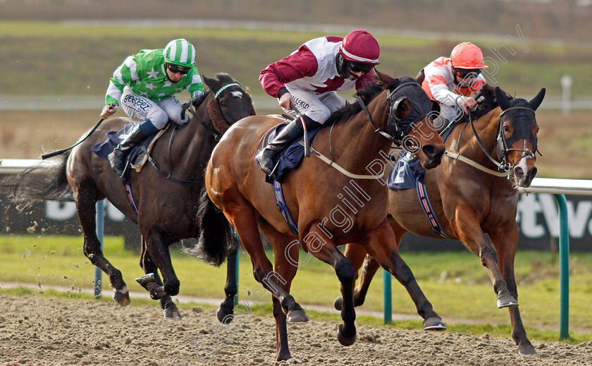 A-Go-Go-0003 
 A GO GO (centre, Darragh Keenan) beats EQUALLY FAST (right) in The Read Katie Walsh On Betway Insider Handicap
Lingfield 19 Dec 2020 - Pic Steven Cargill / Racingfotos.com