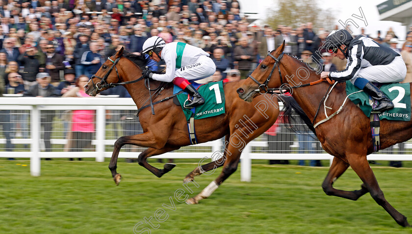 Epictetus-0003 
 EPICTETUS (Frankie Dettori) beats HADRIANUS (right) in The Weatherbys Digital Solutions Blue Riband Trial
Epsom 25 Apr 2023 - Pic Steven Cargill / Racingfotos.com