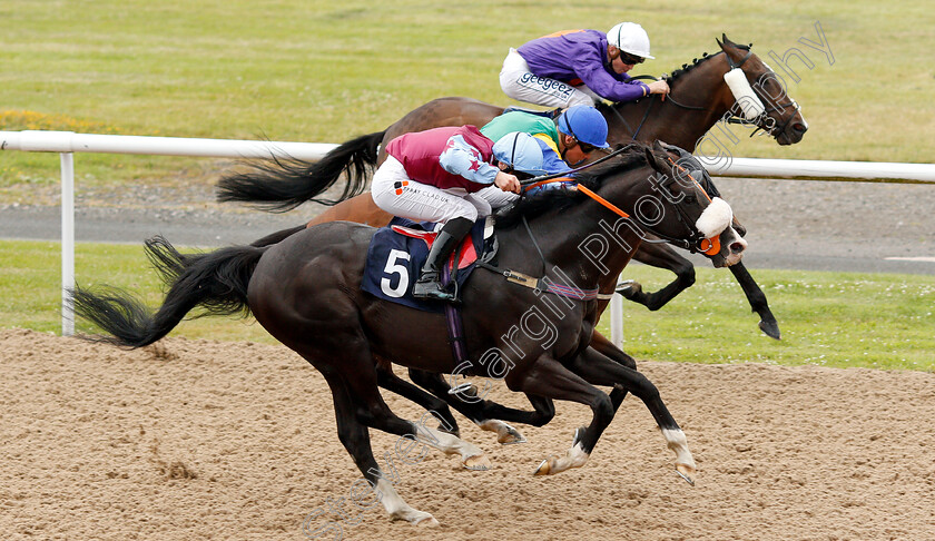 Sfumato-0004 
 SFUMATO (Connor Beasley) beats BLESSED TO EMPRESS (centre) and VIOLA PARK (farside) in The Hellermanntyton Edmundson Electrical Handicap
Wolverhampton 17 Jul 2019 - Pic Steven Cargill / Racingfotos.com