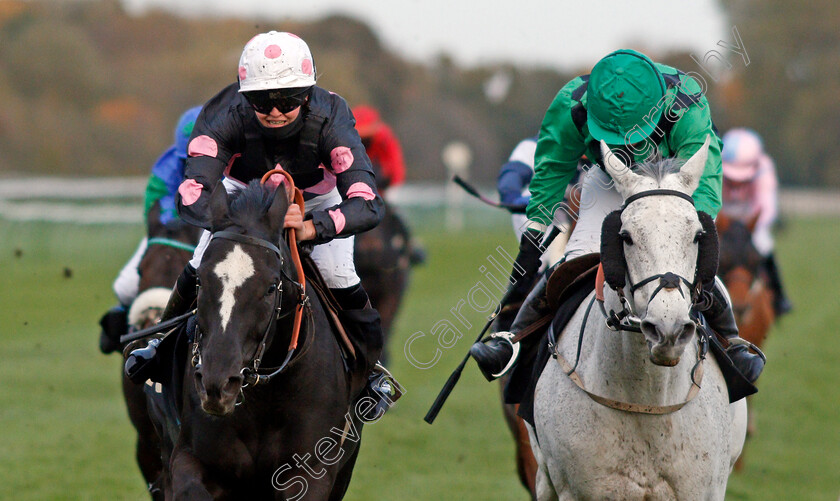 Bigbadboy-0003 
 BIGBADBOY (left, Charlotte Mulhall) beats STORMINGIN (right, Ellie Vaughan) in The Mansionbet Watch And Bet AJA Amateur Jockeys' Handicap
Nottingham 28 Oct 2020 - Pic Steven Cargill / Racingfotos.com