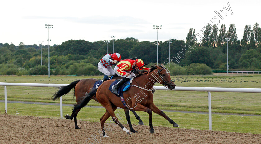 Singing-The-Blues-0002 
 SINGING THE BLUES (Daniel Muscutt) wins The Download The At The Races App Handicap
Wolverhampton 31 Jul 2020 - Pic Steven Cargill / Racingfotos.com