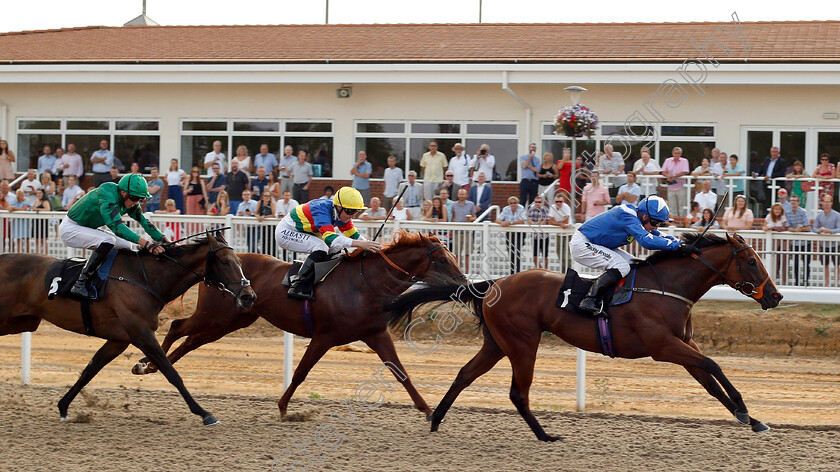 George-0002 
 GEORGE (Jim Crowley) beats PHEIDIPPIDES (centre) and DOLCISSIMO (left) in The Monster Energy Handicap
Chelmsford 24 Jul 2018 - Pic Steven Cargill / Racingfotos.com