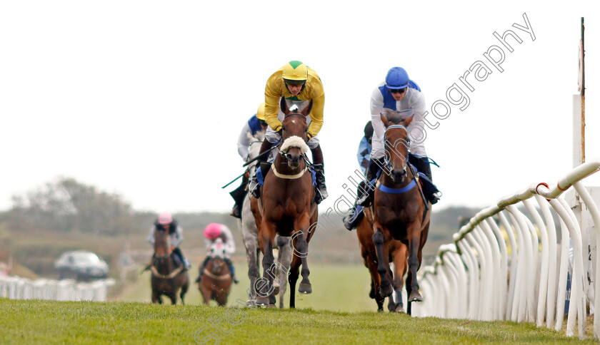 Molliana-0004 
 MOLLIANA (yellow, Brendan Powell) wins The Oakbridge Clarendon Handicap
Les Landes, Jersey 26 Aug 2019 - Pic Steven Cargill / Racingfotos.com