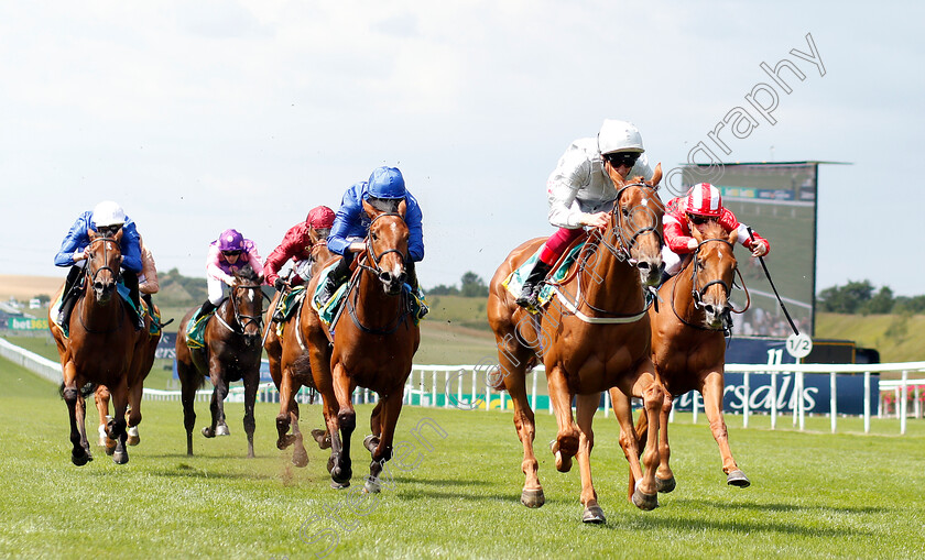 Raffle-Prize-0002 
 RAFFLE PRIZE (Frankie Dettori) beats FINAL SONG (centre) and DAAHYEH (right) in The Duchess Of Cambridge Stakes
Newmarket 12 Jul 2019 - Pic Steven Cargill / Racingfotos.com