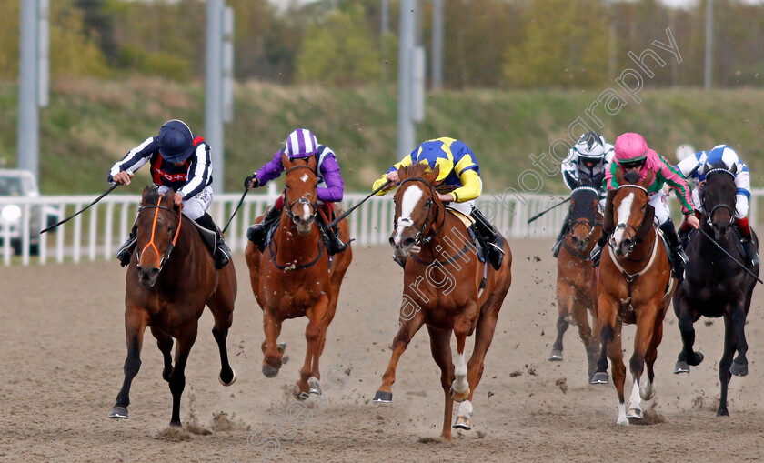 Happy-Romance-0004 
 HAPPY ROMANCE (left, Sean Levey) beats CHOCOYA (centre) in The Chelmer Fillies Stakes
Chelmsford 29 Apr 2021 - Pic Steven Cargill / Racingfotos.com