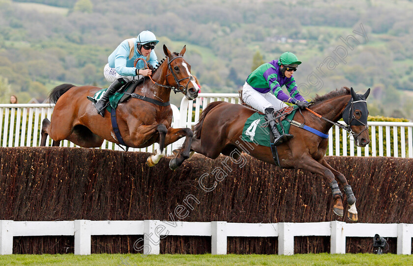 Brave-Jaq-and-Loughaderra-Prince-0001 
 BRAVE JAQ (right, James Martin) jumps with LOUGHADERRA PRINCE (left) Cheltenham 4 May 2018 - Pic Steven Cargill / Racingfotos.com