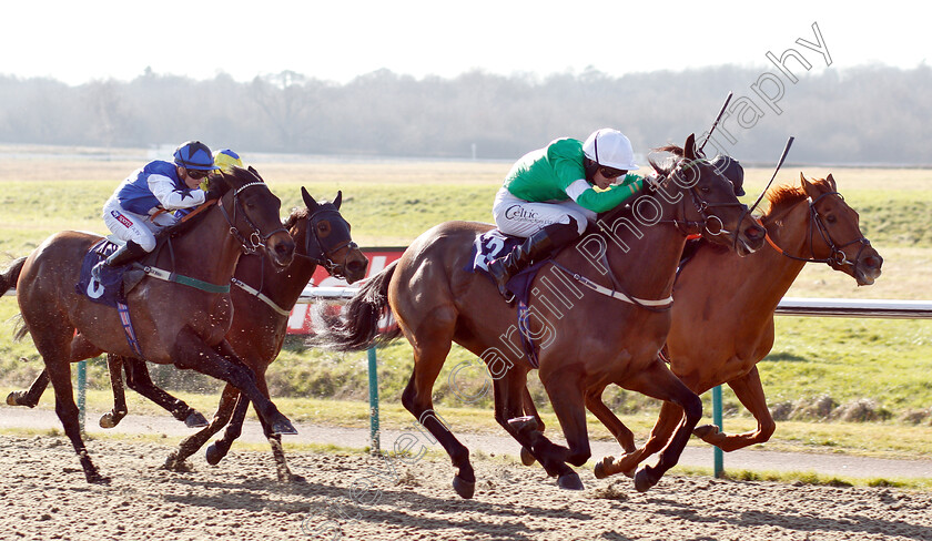 Rakematiz-0002 
 RAKEMATIZ (farside, Callum Shepherd) beats HACKBRIDGE (centre) in The Betway Live Casino Handicap
Lingfield 23 Feb 2019 - Pic Steven Cargill / Racingfotos.com