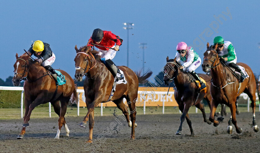 Beccara-Rose-0004 
 BECCARA ROSE (Harry Davies) beats VENUS ROSEWATER (left) in The NFRC Irish EBF Maiden Fillies Stakes
Kempton 8 Sep 2023 - Pic Steven Cargill / Racingfotos.com