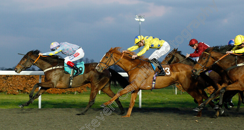 Dono-Di-Dio-0004 
 DONO DI DIO (Fran Berry) beats GO FOX (centre) in The 32Red On The App Store Handicap
Kempton 21 Nov 2018 - Pic Steven Cargill / Racingfotos.com