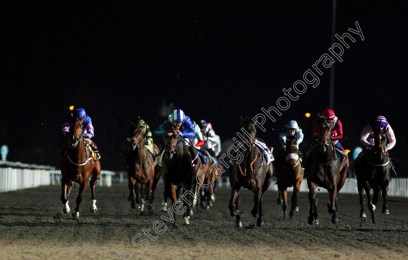 Tanseeq-0001 
 TANSEEQ (2nd left, Jim Crowley) alongside riderless INDISCRETION, wins The 100% Profit Boost At 32Redsport.com Novice Median Auction Stakes Kempton 22 Nov 2017 - Pic Steven Cargill / Racingfotos.com