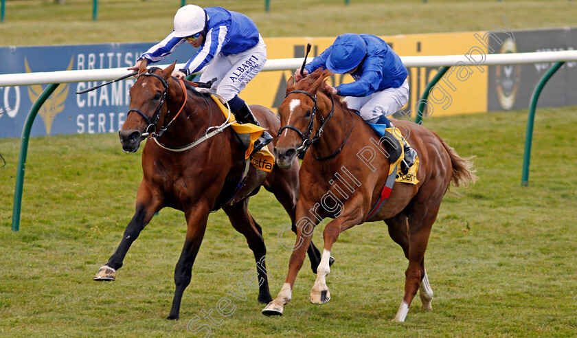 Zabeel-Champion-0003 
 ZABEEL CHAMPION (left, Ben Curtis) beats GLOBAL STORM (right) in The Back And Lay On Betfair Exchange Handicap
Newmarket 2 May 2021 - Pic Steven Cargill / Racingfotos.com