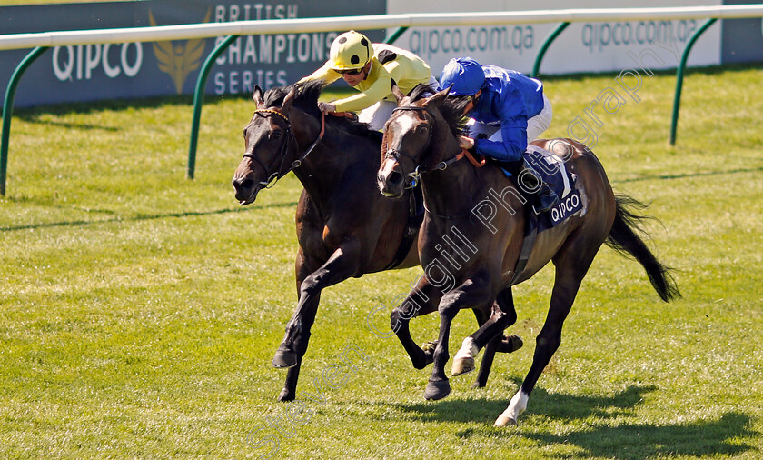 Oasis-Charm-0006 
 OASIS CHARM (right, William Buick) beats SHARJA BRIDGE (left) in The Spring Lodge Handicap Newmarket 5 May 2018 - Pic Steven Cargill / Racingfotos.com