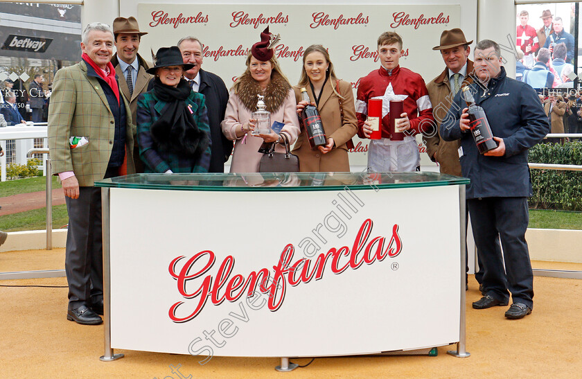 Tiger-Roll-0006 
 Presentation to Michael O'Leary and family, Gordon Elliott and Keith Donoghue after The Glenfarclas Chase won by TIGER ROLL Cheltenham 14 Mar 2018 - Pic Steven Cargill / Racingfotos.com