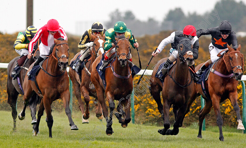 Mordin-0002 
 MORDIN (left, James Doyle) beats VOI (2nd left) CRIMSON ROSETTE (2nd right) and SHAMROKH (right) in The Pleasurewood Hills Theme Park Of Lowestoft Handicap Yarmouth 24 Apr 2018 - Pic Steven Cargill / Racingfotos.com