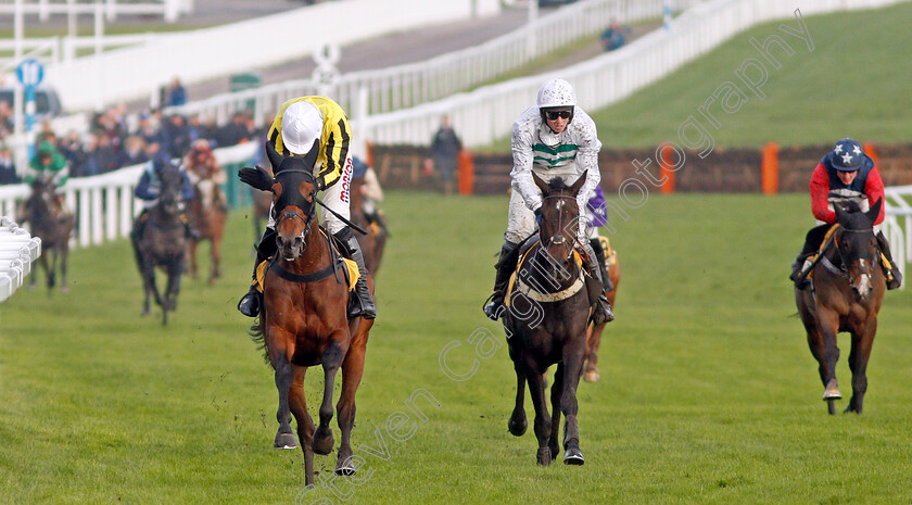 Allmankind-0007 
 ALLMANKIND (left, Harry Skelton) beats BOTOX HAS (centre) in The JCB Triumph Trial Juvenile Hurdle
Cheltenham 16 Nov 2019 - Pic Steven Cargill / Racingfotos.com