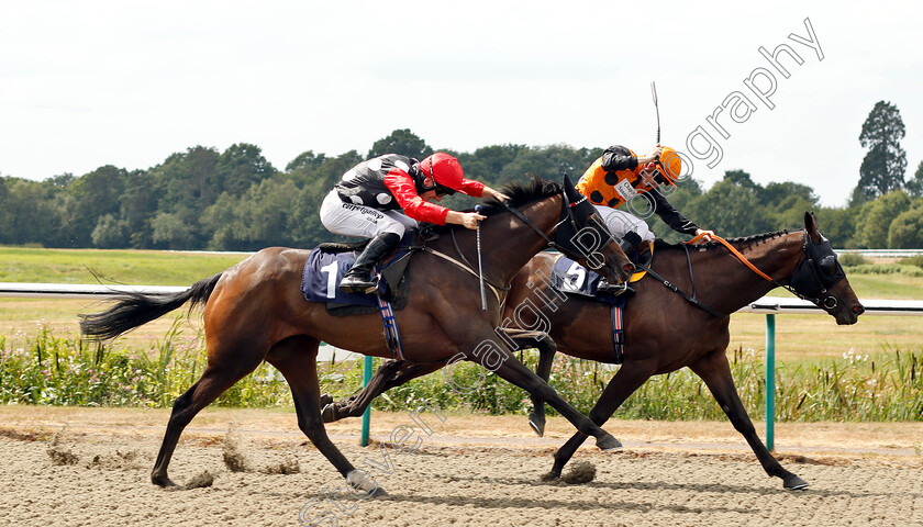 Vixen-0004 
 VIXEN (left, Edward Greatrex) beats DELICATE KISS (right) in The Best Odds Guaranteed At 188bet Handicap
Lingfield 25 Jul 2018 - Pic Steven Cargill / Racingfotos.com